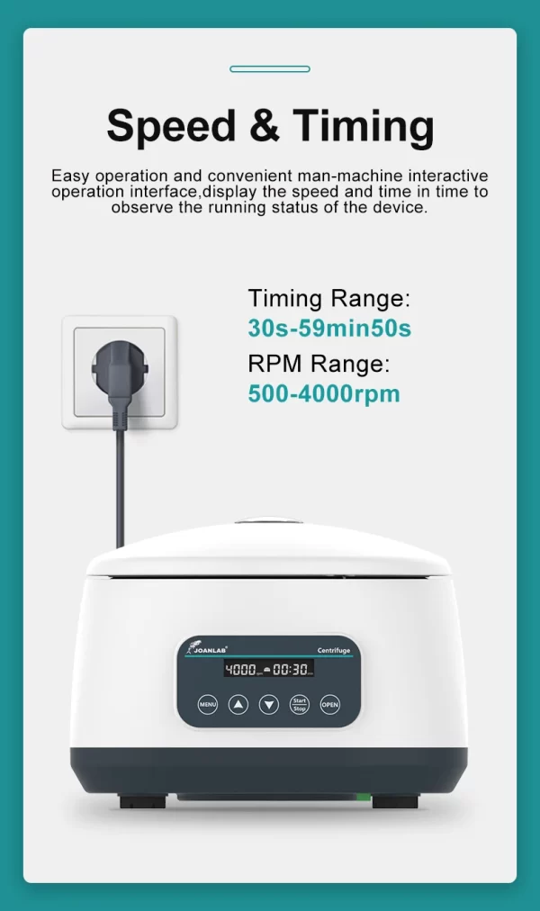 Centrífuga Digital de Laboratório JOANLAB para Plasma e PRP, Compatível com Tubos de Coleta de Sangue de 2ml, 5ml, 10ml e Tubos de Centrífuga de 15ml - Image 13